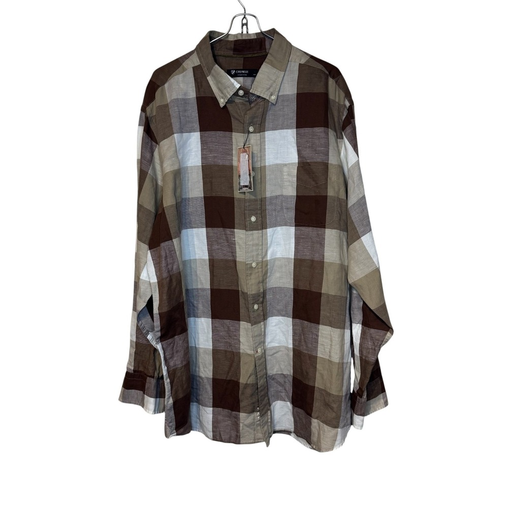 Daniel Cremieux Mens Shirt‎ Button Down Long Sleeve Flannel Linen Blend XL NWT